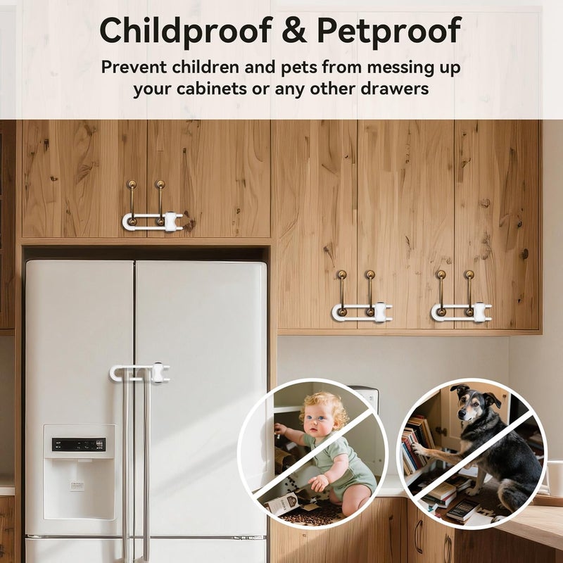 kickic Cabinet Locks Baby Proofing,Child Proof Cabinet Locks,6 Pack Adjustable U Shaped Baby Proofing Cabinets,Child Locks for Cabinets and Drawers (White) - Image 5